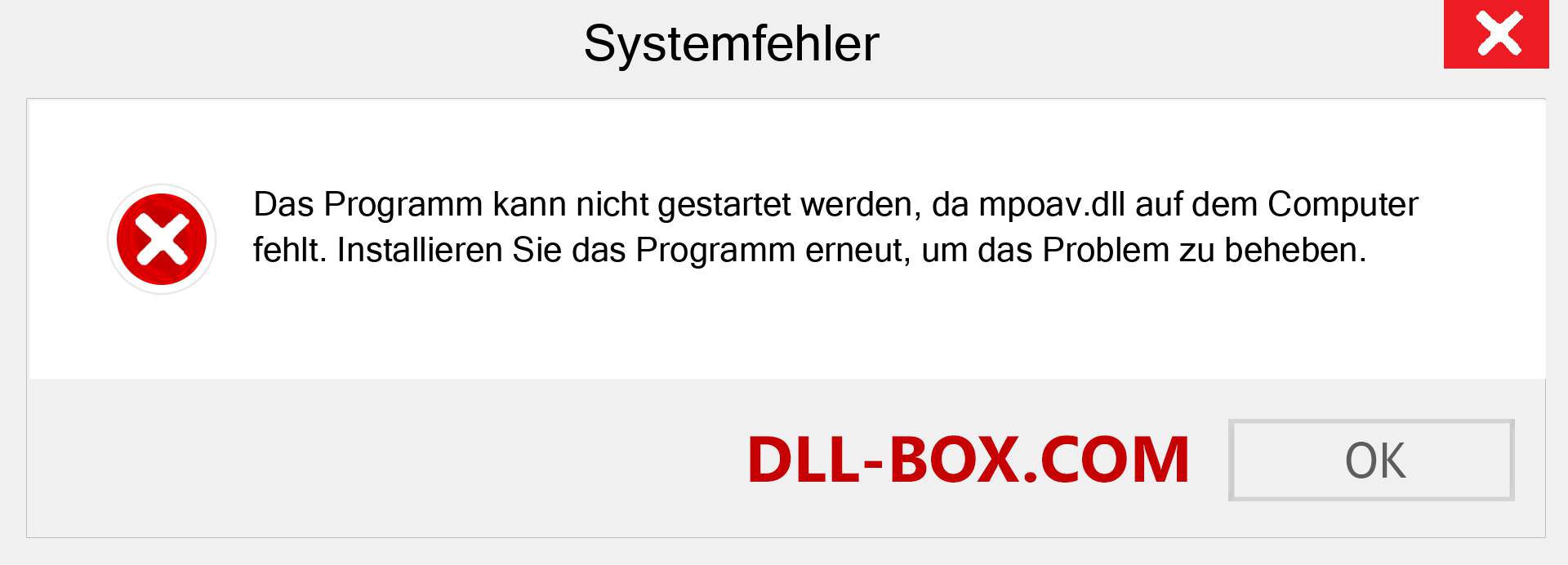 mpoav.dll-Datei fehlt?. Download für Windows 7, 8, 10 - Fix mpoav dll Missing Error unter Windows, Fotos, Bildern